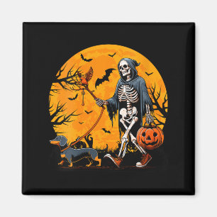 Womens Halloween Dog Skeleton Leads Dog Halloween Magnet