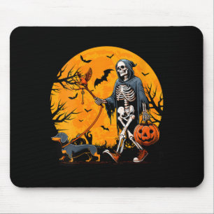 Womens Halloween Dog Skeleton Leads Dog Halloween Mouse Pad