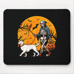 Womens Halloween Dog Skeleton Leads Dog Halloween Mouse Pad
