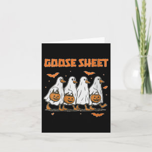 Womens Halloween Fall Goose Sheet Ghost Floral Aut Card