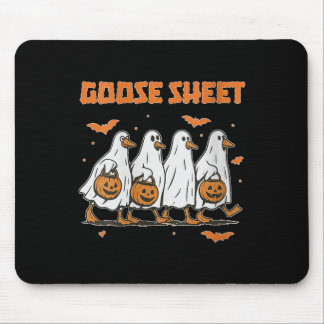 Womens Halloween Fall Goose Sheet Ghost Floral Aut Mouse Pad