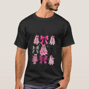Womens Halloween Ghost Coquette Pink Bow Breast Ca T-Shirt