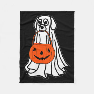 Womens Halloween Ghost Dog V-Neck Fleece Blanket