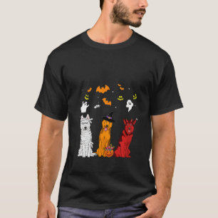 Womens Halloween Husky Dogs Mummy Witch Demon Cost T-Shirt