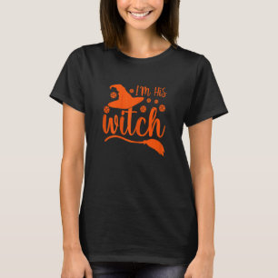 Womens  Halloween Pickleball Costume I'm His Witch T-Shirt