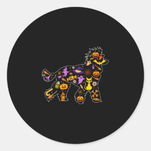 Women's halloween poodle dog classic round sticker