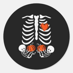 Womens Halloween Pregnancy Twins Costumes Pregnant Classic Round Sticker