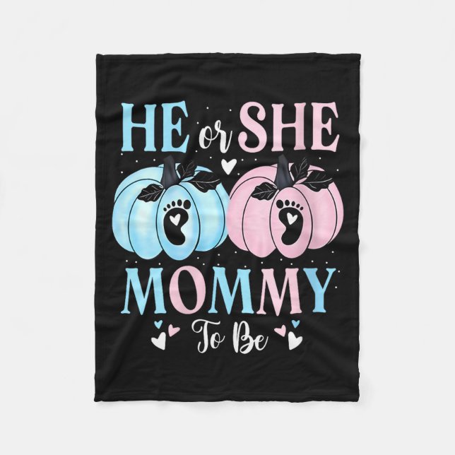 Womens Halloween Pumpkin Gender Reveal He Or She M Fleece Blanket (Front)