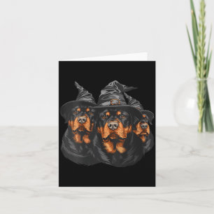 Womens Halloween Rottweiler Dogs Witch Cute Spooky Card