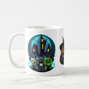 Womens Halloween Rottweiler Dogs Witch Cute Spooky Coffee Mug