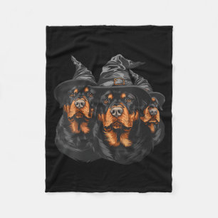 Womens Halloween Rottweiler Dogs Witch Cute Spooky Fleece Blanket