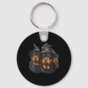 Womens Halloween Rottweiler Dogs Witch Cute Spooky Key Ring