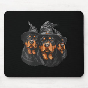 Womens Halloween Rottweiler Dogs Witch Cute Spooky Mouse Pad
