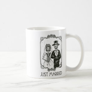 Womens Halloween Skeletons Bride And Groom Just Ma Coffee Mug