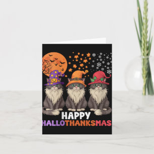 Womens Halloween Thanksgiving Christmas Happy Hall Card