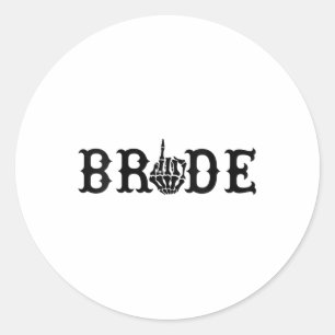 Womens Halloween Wedding Bride Groom Skeleton Till Classic Round Sticker