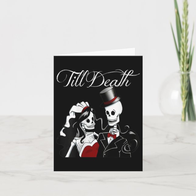 Womens Halloween Wedding Gothic Bride Groom Skelet Card (Front)