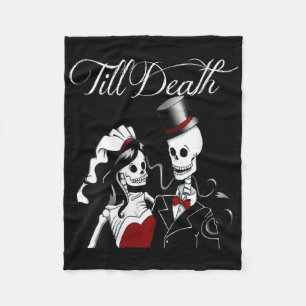 Womens Halloween Wedding Gothic Bride Groom Skelet Fleece Blanket