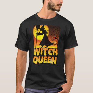 Womens Halloween Witch Motif Witch Queen T-Shirt
