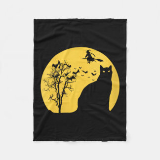 Womens Halloween With Black Cat Candy V-Neck Fleece Blanket