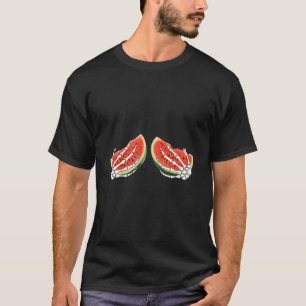 Womens Hand Skull Watermelon  Watermelon Summer T-Shirt