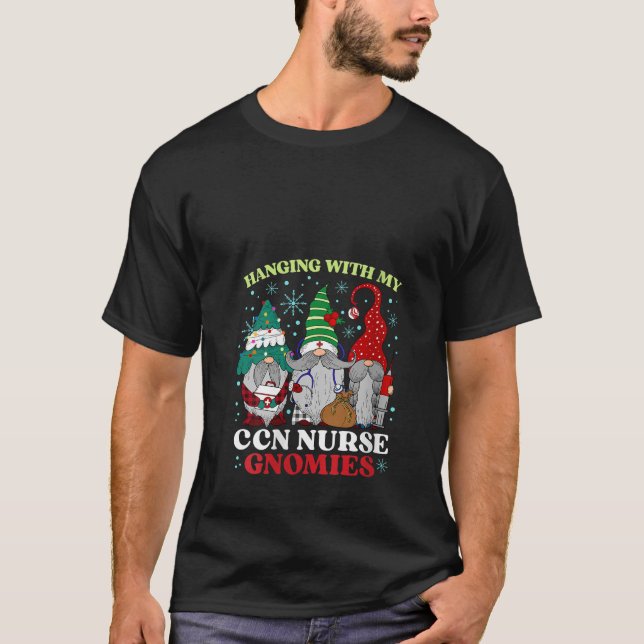 Womens Hangin With My CCN Gnomies Christmas Gnome  T-Shirt (Front)