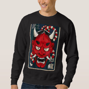 Womens Hannya Mask Japanese Female Demon Mask Sweatshirt