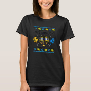 Womens Hanukkah Love & Light Ugly Chanukah Happy J T-Shirt