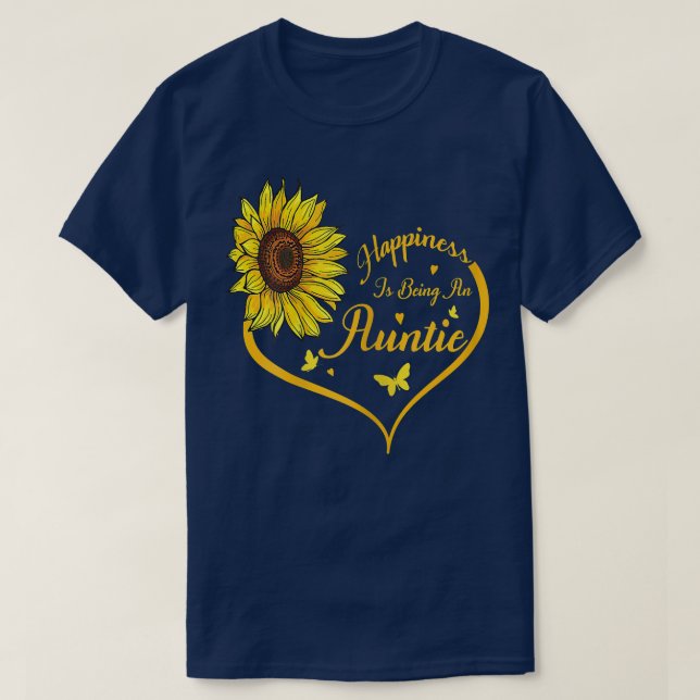 Womens Happiness is being a Auntie Shirt Sunflower (Design Front)