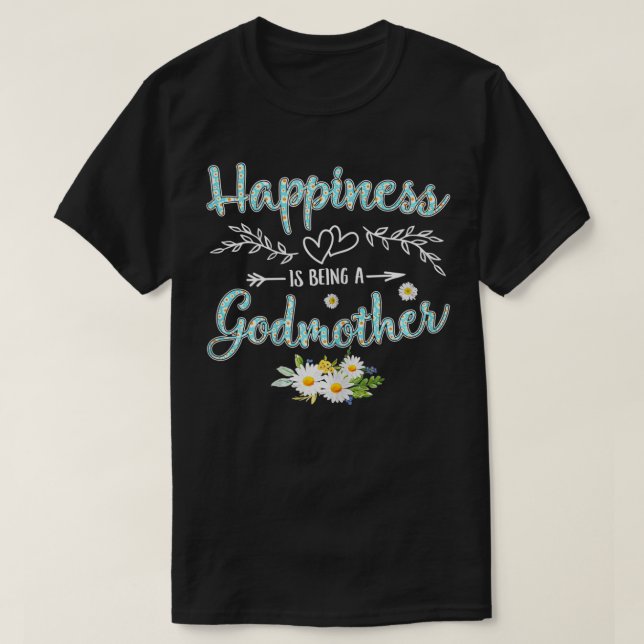 Womens Happiness Is Being A Godmother Women Daisy  T-Shirt (Design Front)