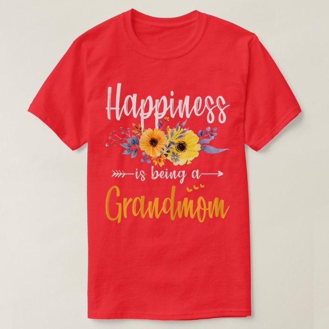 Womens Happiness Is Being A Grandmom Flower Grandm T-Shirt (Design Front)