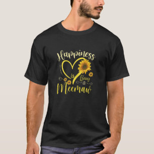 Womens Happiness Is Being A Meemaw Sunflower Heart T-Shirt