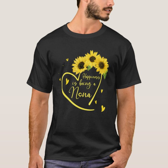 Womens Happiness Is Being A Nona Sunflower T-Shirt (Front)