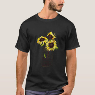 Womens Happiness is Being Gram Life Sunflower Art  T-Shirt