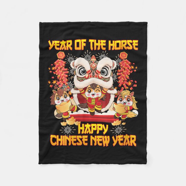 Womens Happy Chinese New Year 2026 Year Of The Hor Fleece Blanket (Front)