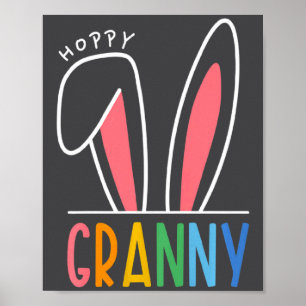 Womens Happy Easter Day 2023 Hoppy Granny Bunny Fu Poster