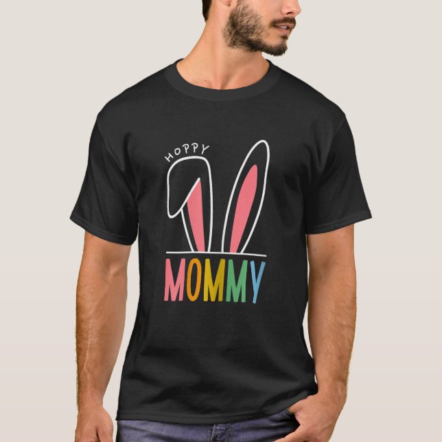 Womens Happy Easter Day 2023 Hoppy Mommy Bunny Fun T-Shirt (Front)
