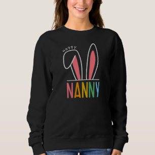 Womens Happy Easter Day 2023 Hoppy Nanny Bunny Fun Sweatshirt