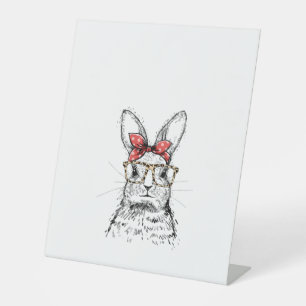Womens Happy Easter Funny Bunny Easter Eggs Rabbit Pedestal Sign
