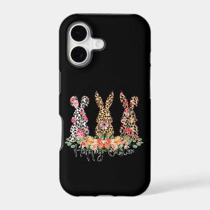 Womens Happy Easter Leopard Bunny Trio