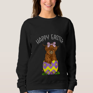 Womens Happy Easter Scottish Highland Cow Shirt Ea
