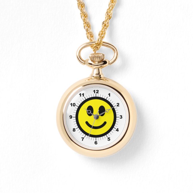 Women's Happy Face Wraparound Gold Watch (Front)