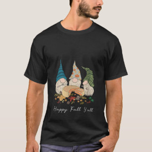 Womens Happy Fall Y All Pumpkin Gnomes Food Hallow T-Shirt
