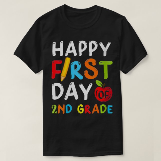 Womens Happy First Day Of 2nd Grade Student Teache T-Shirt (Design Front)