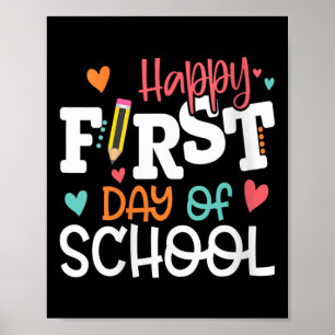 Womens Happy First Day Of School Teacher Kids Back Poster