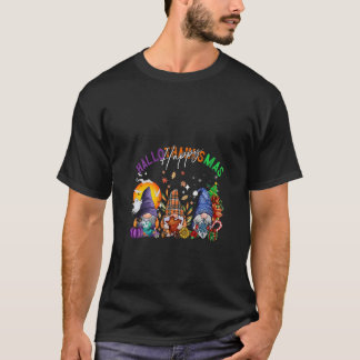 Womens Happy Hallothanksmas Gnomes Lover Halloween T-Shirt