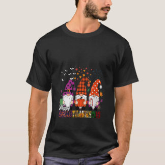 Womens Happy Hallothanksmas Gnomes Lover Halloween T-Shirt