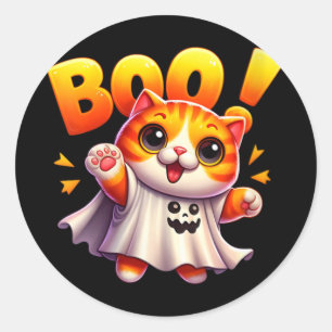 Womens Happy Halloween Cat Funny Cat Lover Gift Ha Classic Round Sticker