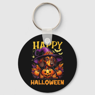 Womens Happy Halloween Dachshund Dog Dad Wiener Key Ring