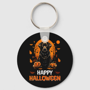 Womens Happy Halloween Dog 2 Key Ring